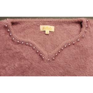 Listicle Large Soft Light Mauve Sweater Pearl Neckline Gorgeous Great‎ Condition